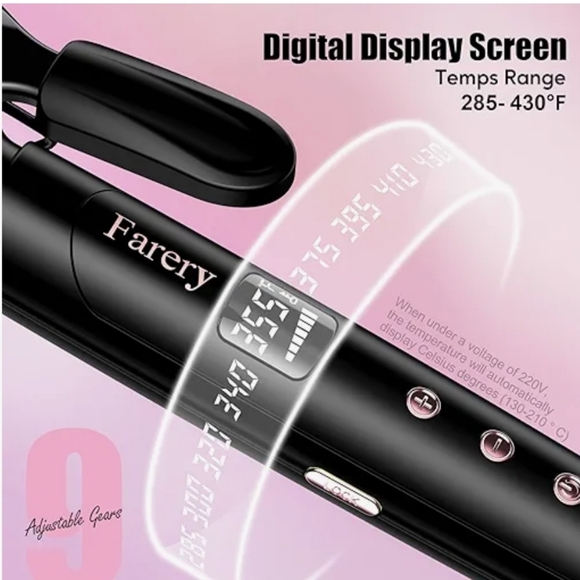 Farery 2 inch Curling Iron Lightweight  Ceramic Barrel, 9 Temp Digital Display - Picture 5 of 11